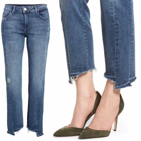 DL1961 | Mara Instasculpt Straight Raw Hem Ankle Jeans in Castlewood - Size 28 - Picture 2 of 14